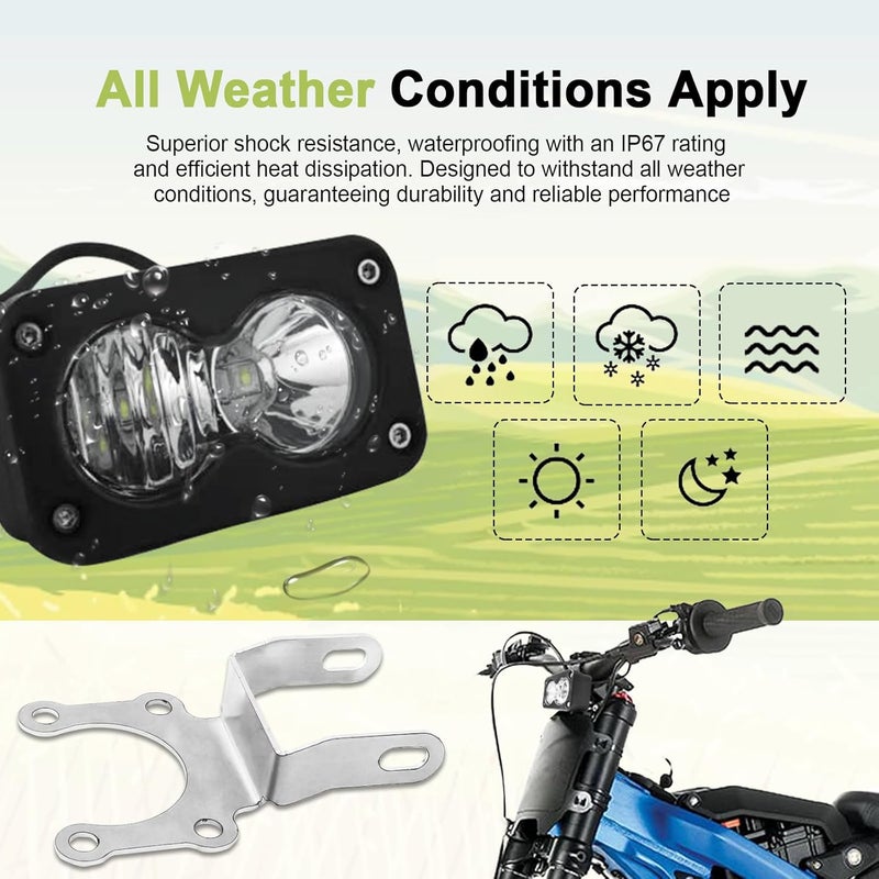 MLWRID Headlight Kit with Mount Bracket Compatible for SurRon Segway X260, Clear White Floodlight dirt bike headlight kit, Sur-ron Accessories (White Light) - Image 4